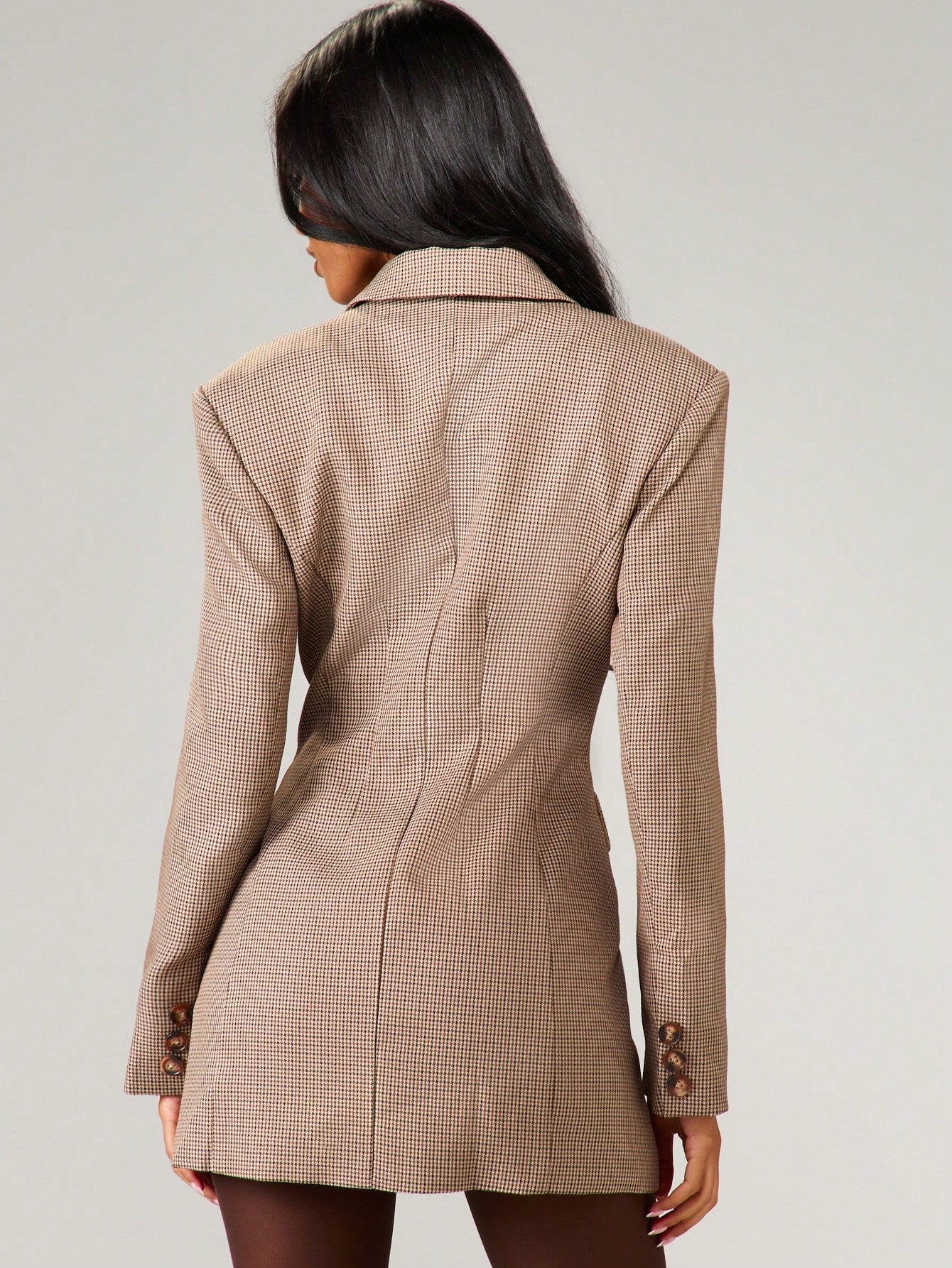MISSGUIDED Tweed Blazer Dress With Lapel Collar And Buttons