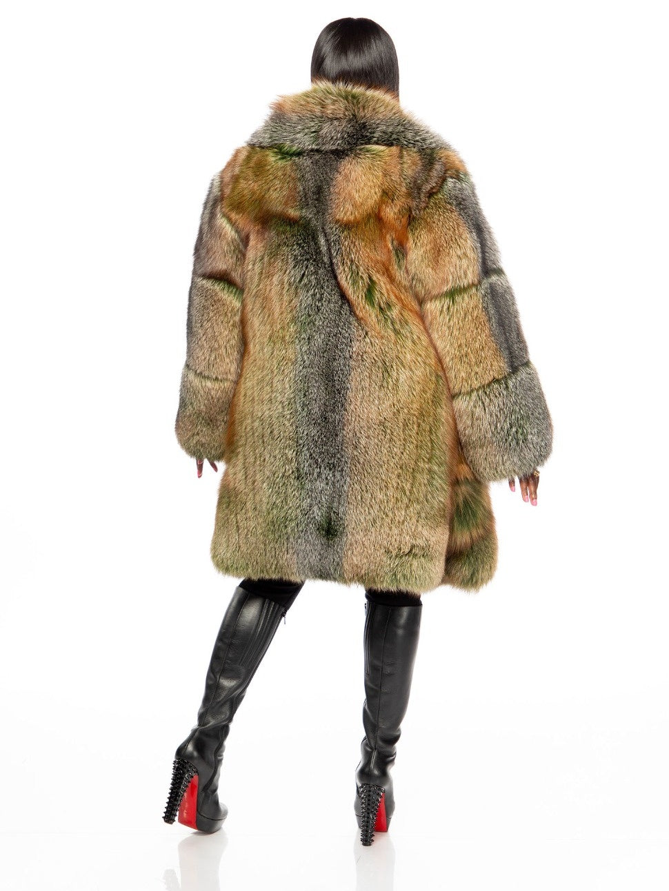 Eco-friendly Fox Fur Mid-length Coat