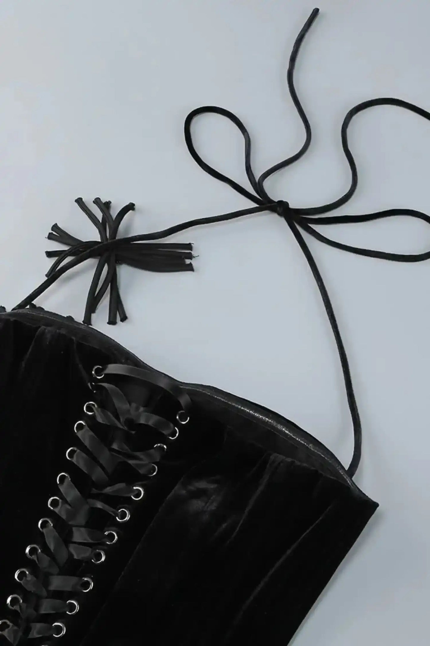 Two Piece Black Velvet Corset And Bubble Floral Skirt