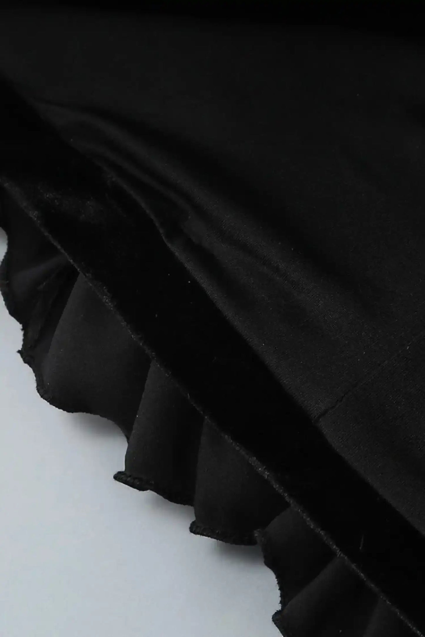 Two Piece Black Velvet Corset And Bubble Floral Skirt