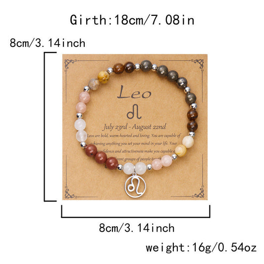 🎅Christmas Gift - Buy 1 Get 1 Free!!✨12 Zodiac Stone Beaded Bracelet with Astrological Sign Charm