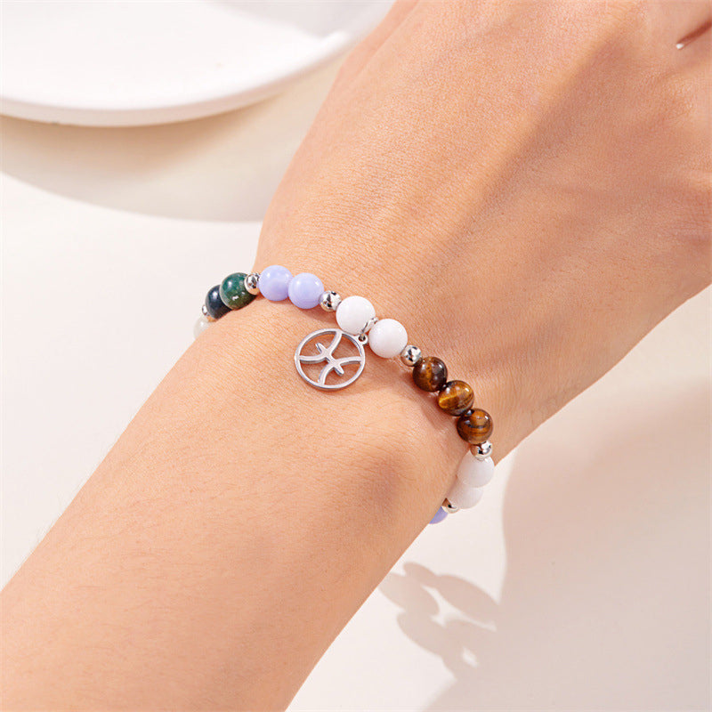 🎅Christmas Gift - Buy 1 Get 1 Free!!✨12 Zodiac Stone Beaded Bracelet with Astrological Sign Charm