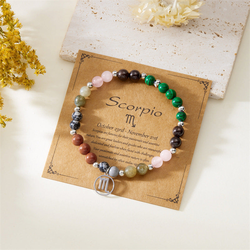 🎅Christmas Gift - Buy 1 Get 1 Free!!✨12 Zodiac Stone Beaded Bracelet with Astrological Sign Charm