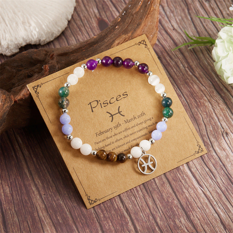🎅Christmas Gift - Buy 1 Get 1 Free!!✨12 Zodiac Stone Beaded Bracelet with Astrological Sign Charm