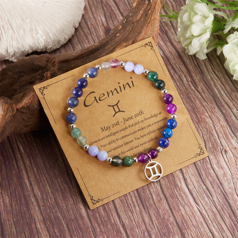 🎅Christmas Gift - Buy 1 Get 1 Free!!✨12 Zodiac Stone Beaded Bracelet with Astrological Sign Charm