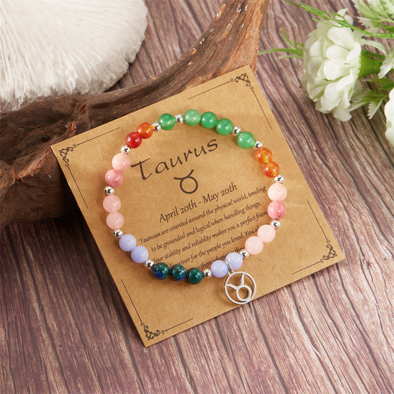 🎅Christmas Gift - Buy 1 Get 1 Free!!✨12 Zodiac Stone Beaded Bracelet with Astrological Sign Charm