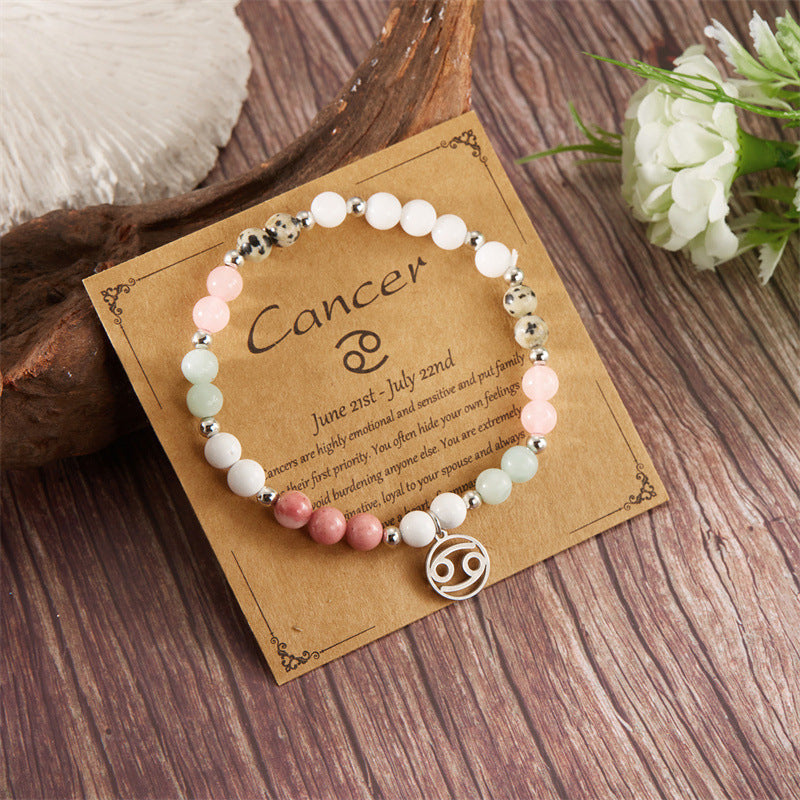🎅Christmas Gift - Buy 1 Get 1 Free!!✨12 Zodiac Stone Beaded Bracelet with Astrological Sign Charm
