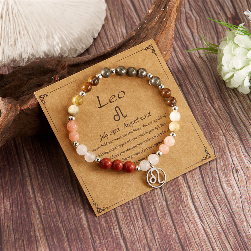 🎅Christmas Gift - Buy 1 Get 1 Free!!✨12 Zodiac Stone Beaded Bracelet with Astrological Sign Charm