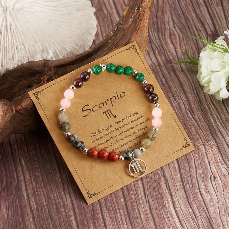 🎅Christmas Gift - Buy 1 Get 1 Free!!✨12 Zodiac Stone Beaded Bracelet with Astrological Sign Charm