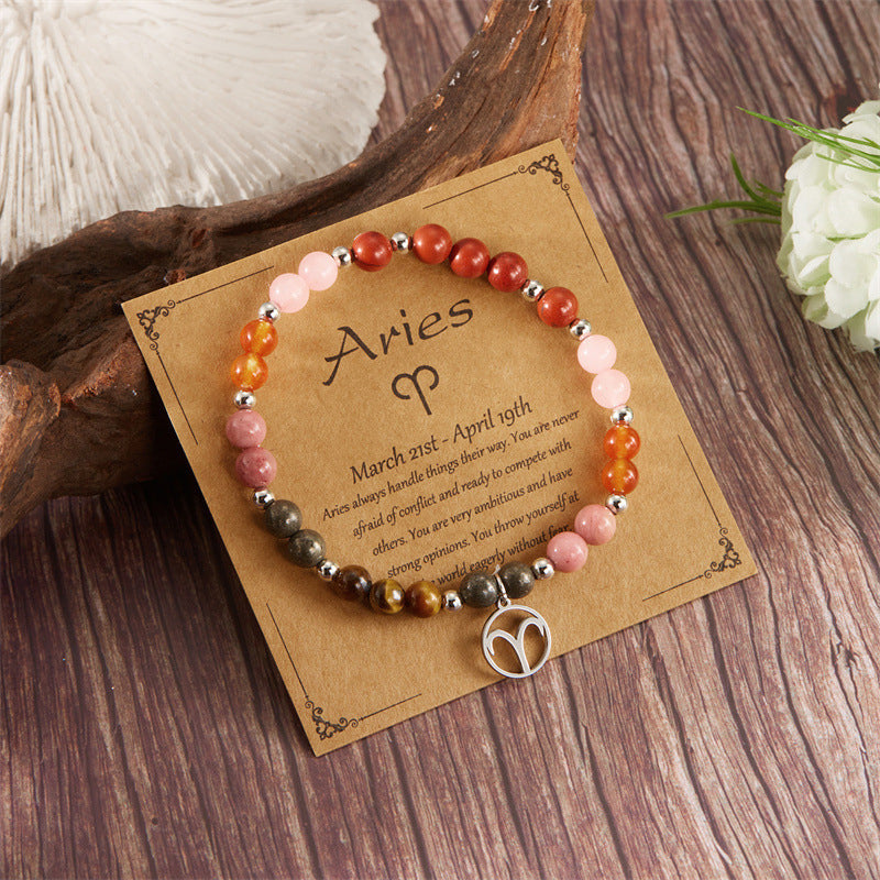 🎅Christmas Gift - Buy 1 Get 1 Free!!✨12 Zodiac Stone Beaded Bracelet with Astrological Sign Charm