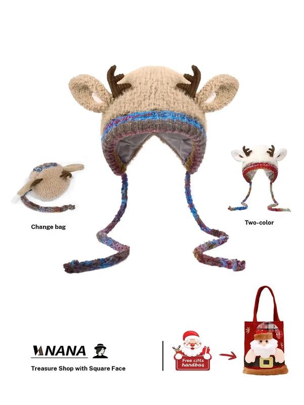 🎁🎄Christmas Sale 50% OFF!!🦌Original design Festive Christmas Antler Hat🧶