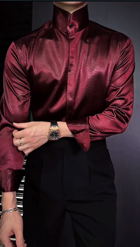 Men's Commuter Button-Down Long Sleeve Red Shirt