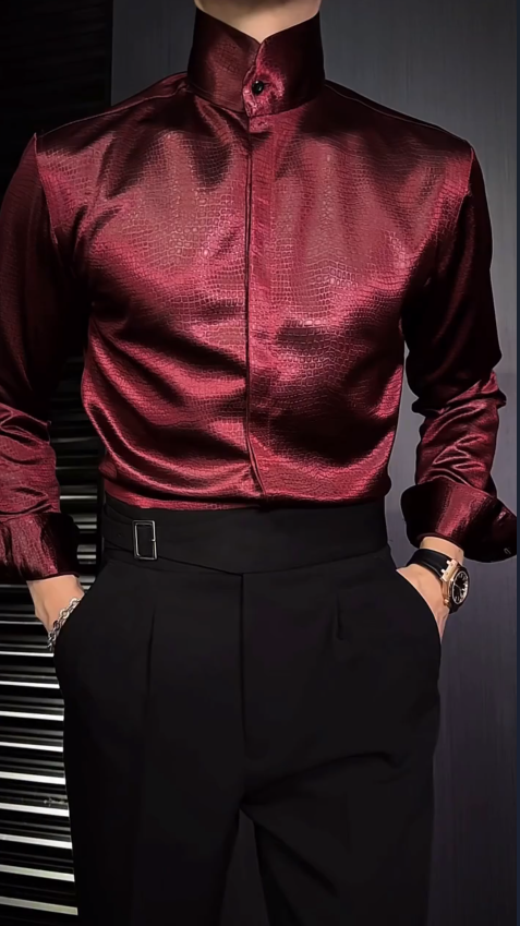 Men's Commuter Button-Down Long Sleeve Red Shirt