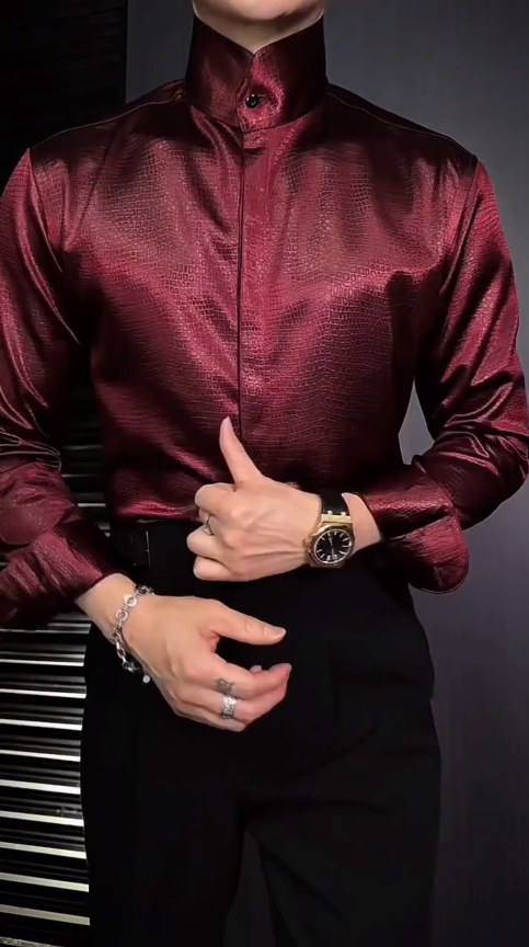 Men's Commuter Button-Down Long Sleeve Red Shirt